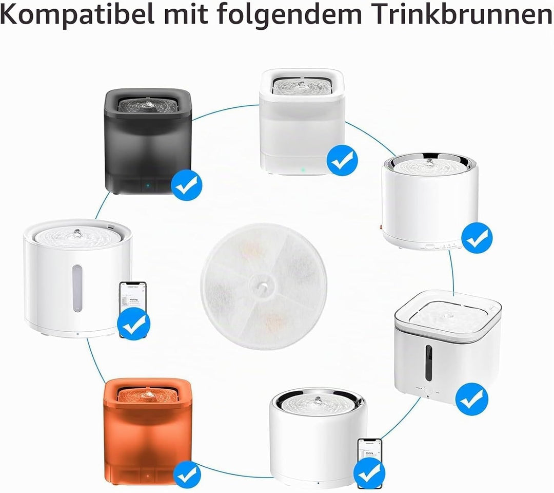 VinDox 5 Stück Katzenbrunnen Filter, Katze Brunnen Ersatzfilter kompatibel mit 1,85L Katzen Trinkbru