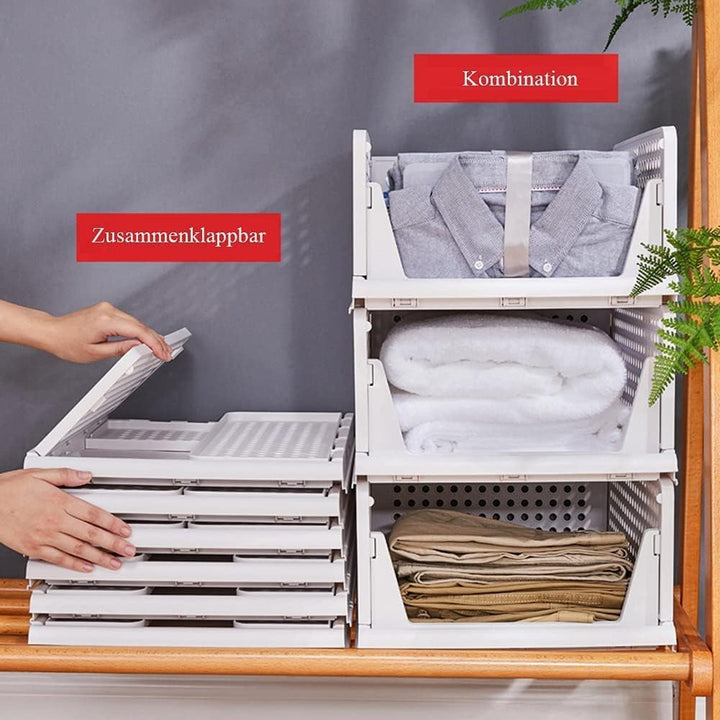 ZPONEED 3 Stück Stapelbare Kleiderschrank Aufbewahrungsbox, Faltbar Lagerkisten Schublade, Plastik A