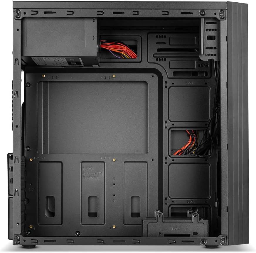 NOX PC Case LITE010 -NXLITE010- PC-Gehäuse, gebürstete Front, 500W ATX-Netzteil vorinstalliert, komp