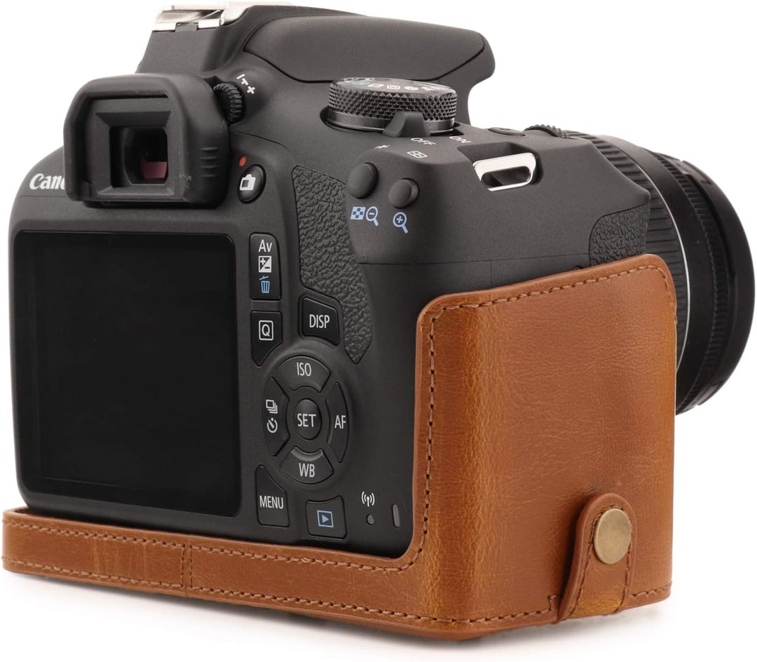 MegaGear MG1609 Canon EOS 2000D (18-55mm) Ever Ready Leder Kamera-Case mit Trageriemen - Hellbraun,