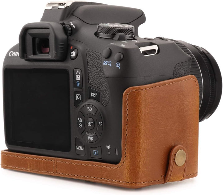 MegaGear MG1609 Canon EOS 2000D (18-55mm) Ever Ready Leder Kamera-Case mit Trageriemen - Hellbraun,