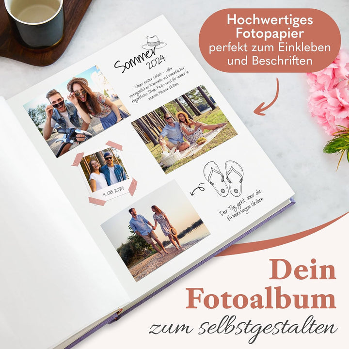Das Fotoalbum für die Ewigkeit - 100 Seiten mit Platz für 500 Fotos. Fotoalbum leinen Fotoalbum lila
