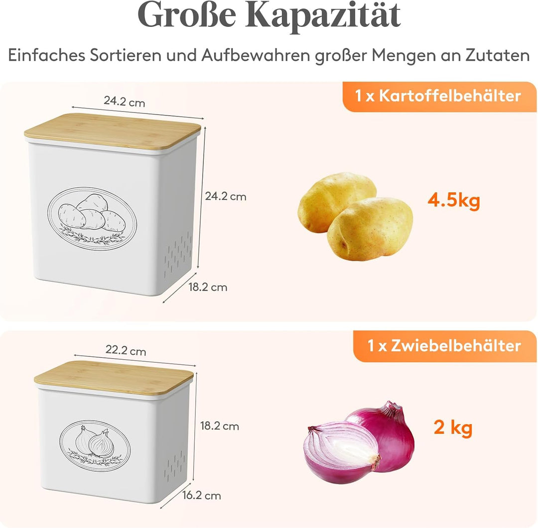 Lifewit Kartoffel Aufbewahrungsbox, 2er Set Grosse Kunttsoff Vorratsdosen für Kartoffel Zwiebel knob