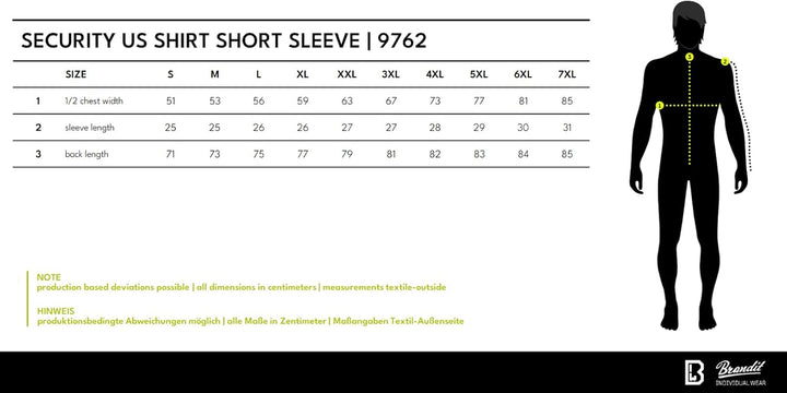 Brandit Herren Security Us Shirt Short Klassisches Hemd 7XL Schwarz - Kurzarm, 7XL Schwarz - Kurzarm
