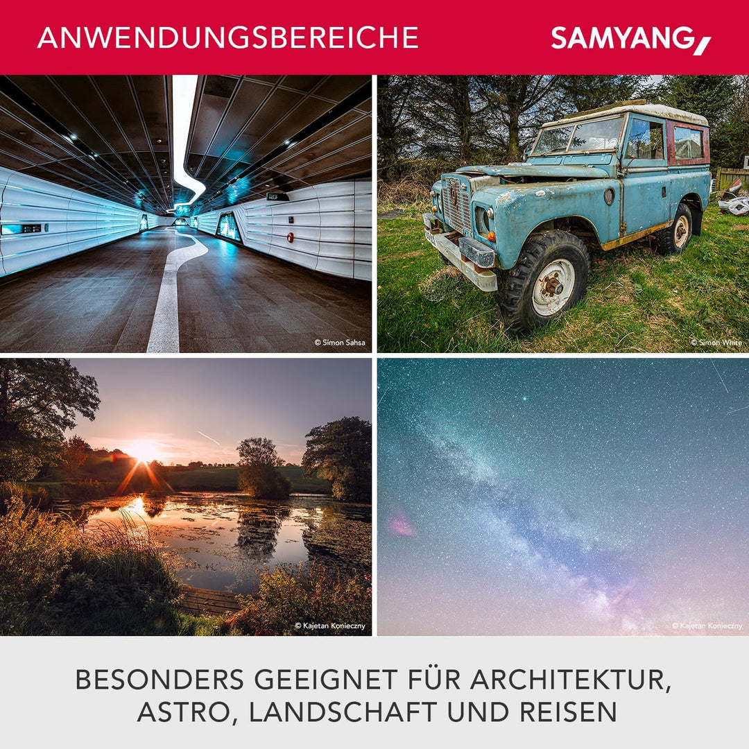 Samyang MF 14mm F2,8 MK2 Sony E – Weitwinkel Objektiv manueller Fokus für Vollformat und APS-C Festb