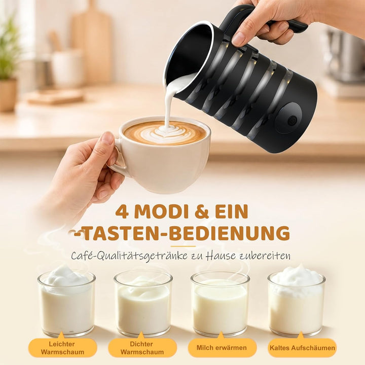 Electric Milk Frother 4-in-1 Milk Frother for Hot and Cold Milk Heating Non-Stick Coating Automatic