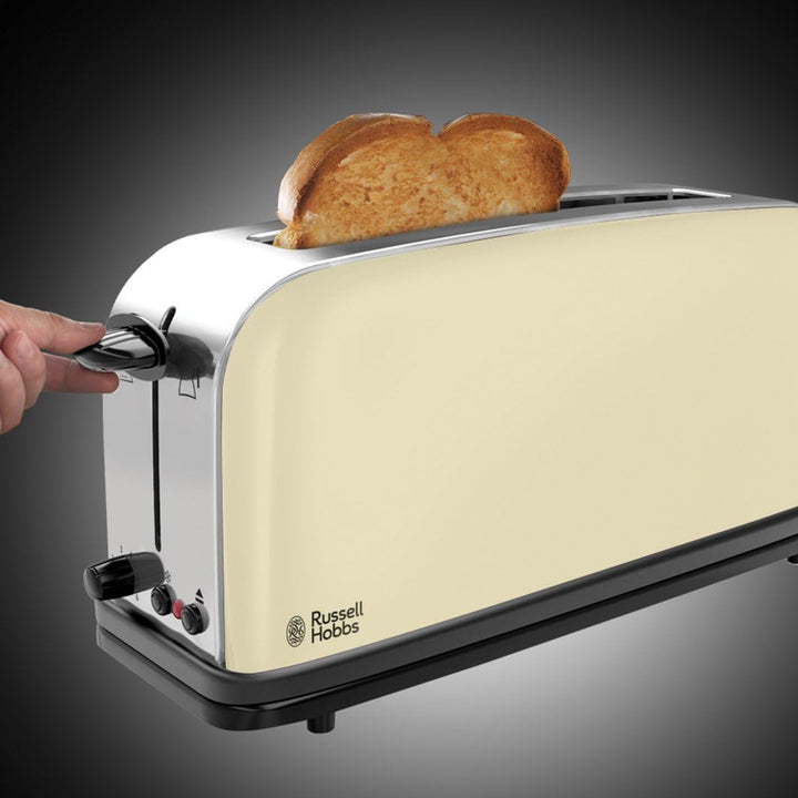 Russell Hobbs Toaster [Langschlitz für 2 Scheiben / 1 breite Brotscheibe] Colours+ Edelstahl Creme (