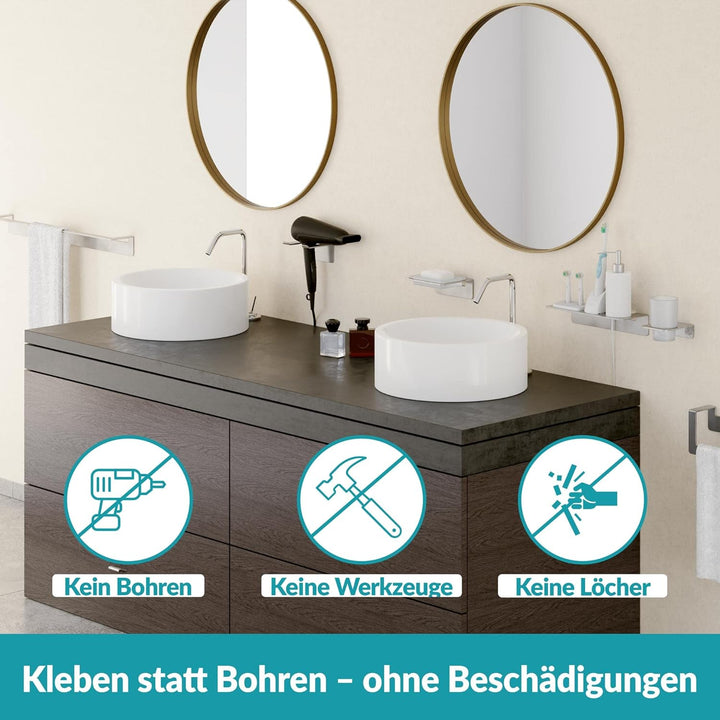 WEISSENSTEIN Seifenschale Wandmontage Ohne Bohren aus Glas - Seifenablage mit Selbstklebender Halter