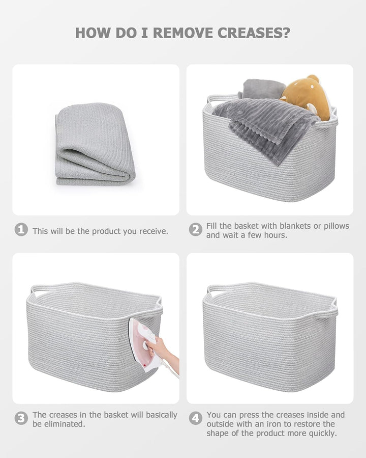 JOJOSEE Faltbarer Wäschekorb, 63L Grosse Wäschesammler, Laundry Baskets aus Baumwolle, Geflochten Au