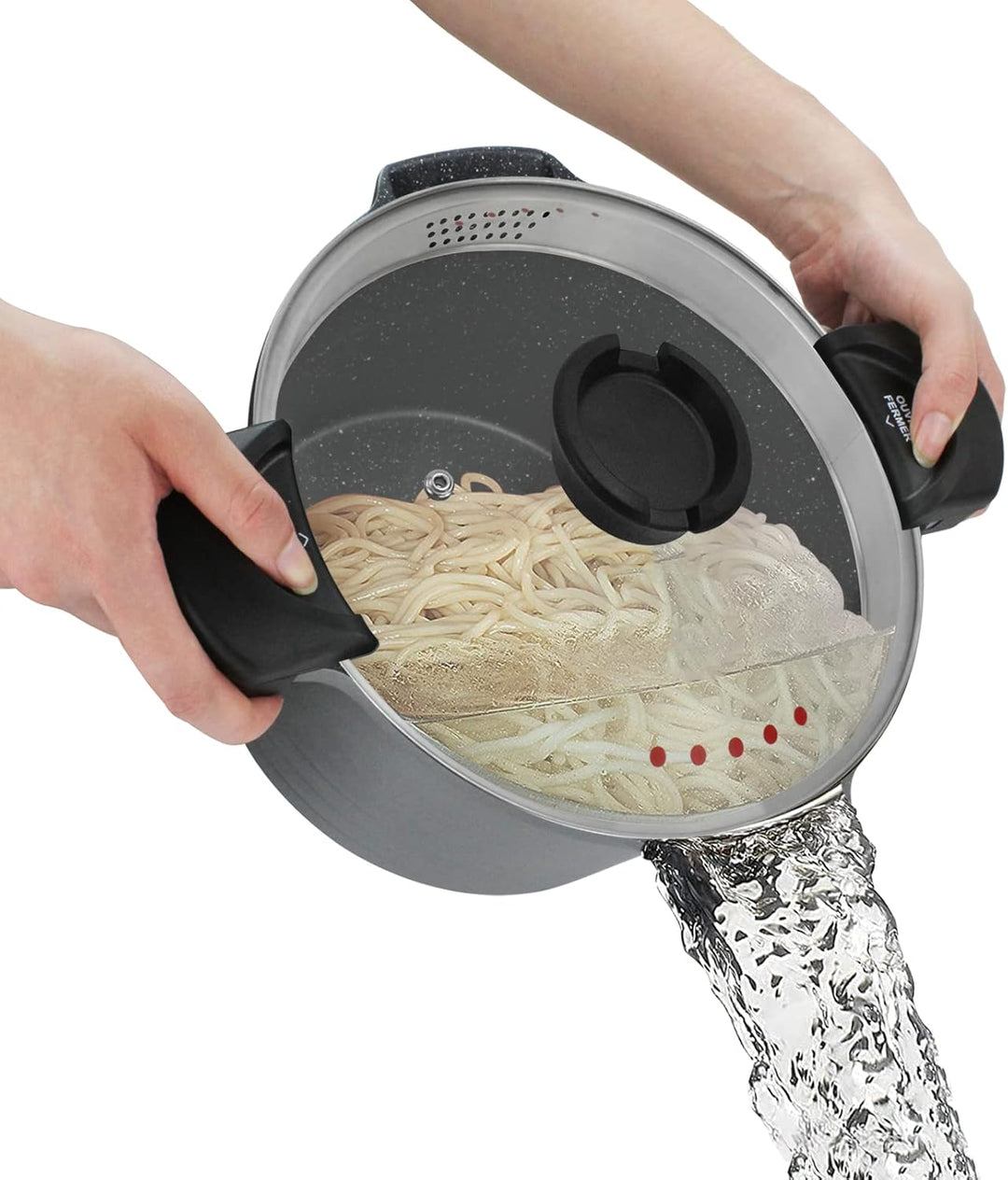 ROSSETTO Nudeltopf 24 cm Nudelkocher mit verschliessbarem Deckel, 4,5 l Spaghetti-Kasserolle, Glasde