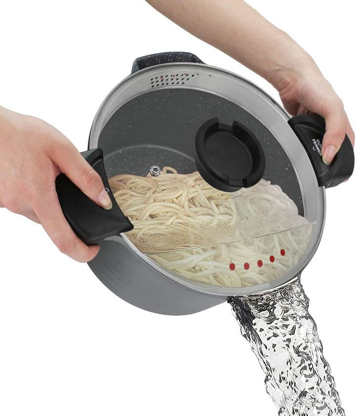 ROSSETTO Nudeltopf 24 cm Nudelkocher mit verschliessbarem Deckel, 4,5 l Spaghetti-Kasserolle, Glasde