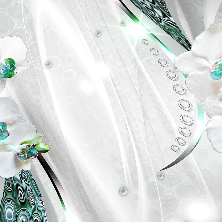 Runa Art Wandbilder Blumen Orchidee 5 Teilig Bild auf Vlies Leinwand Deko Wohnzimmer Abstrakt Grau G