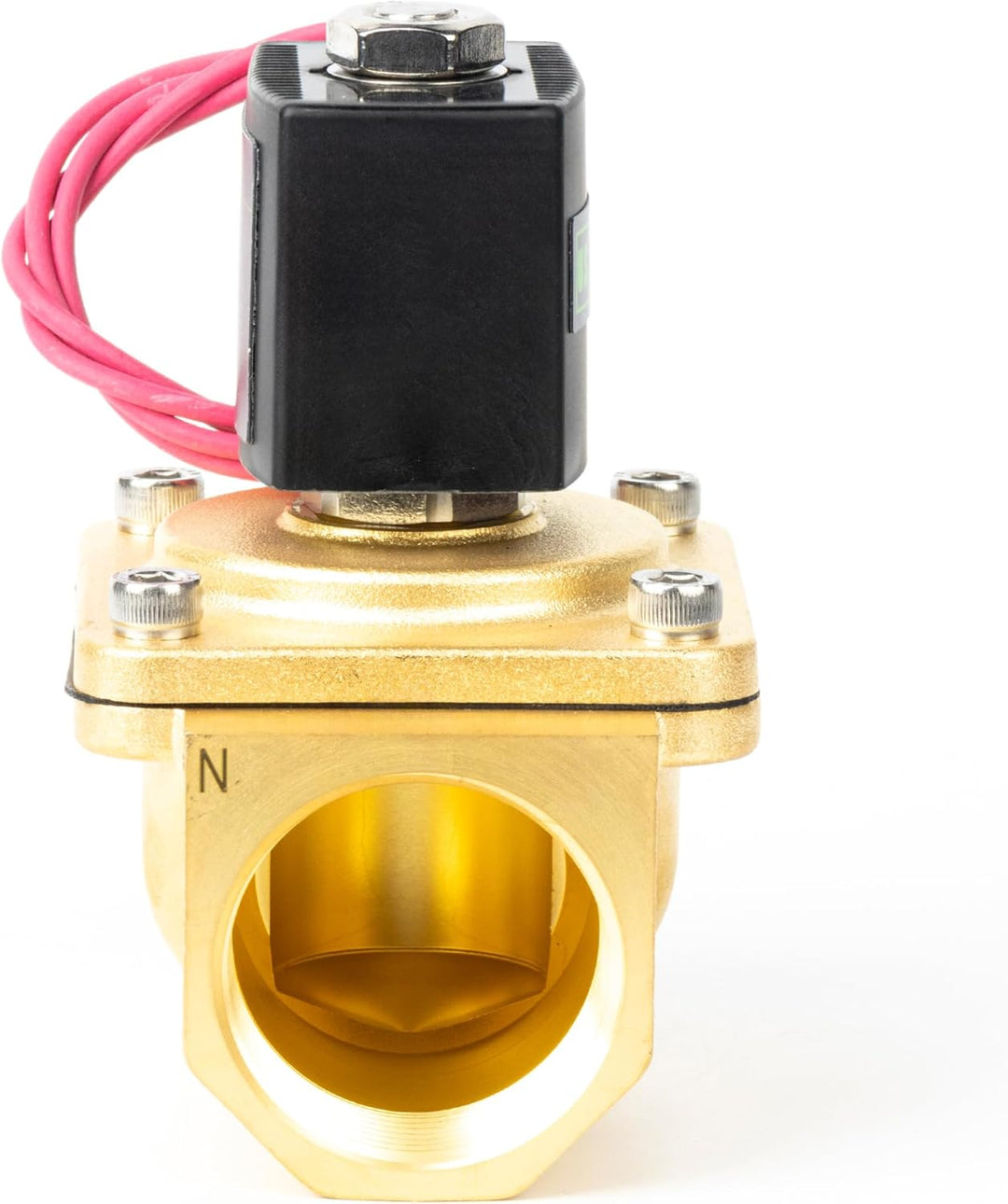 U.S. Solid 1-1/4" Magnetventil - Messing DC 12V mit Viton-Dichtung, stromlos geschlossen, Bleidraht-
