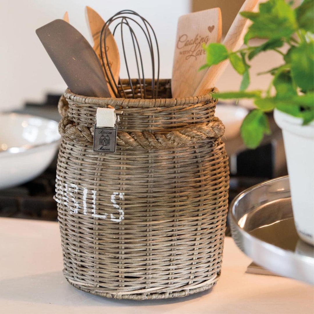 Riviera Maison küchenutensilien, löffelhalter, besteckkorb rattan, Küche behälter, besteckbehälter r
