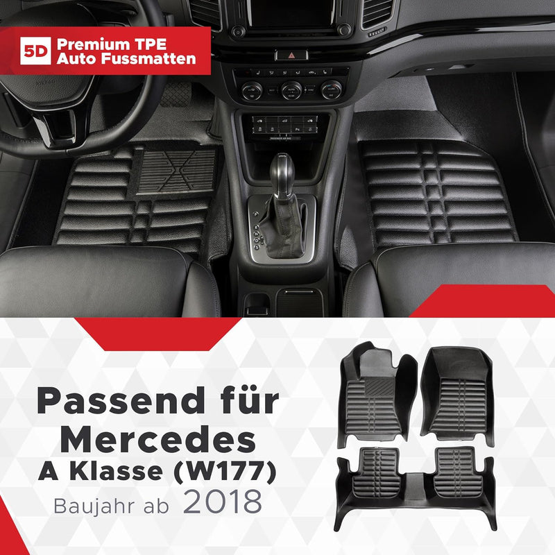 fussmattenprofi.com Auto Fussmatten Kompatibel mit Mercedes A-Klasse (W177) Baujahr ab 2018 I 100% P