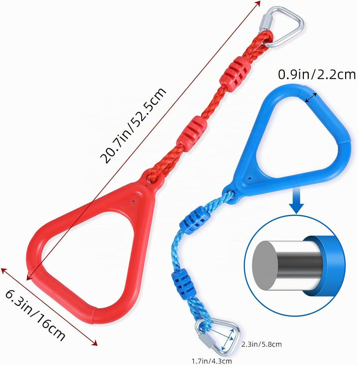 PELLOR 4 Stück Kinder Klettern Ringe, Multifunktions turnringe Kinder für Outdoor Indoor, Trapeze Ri