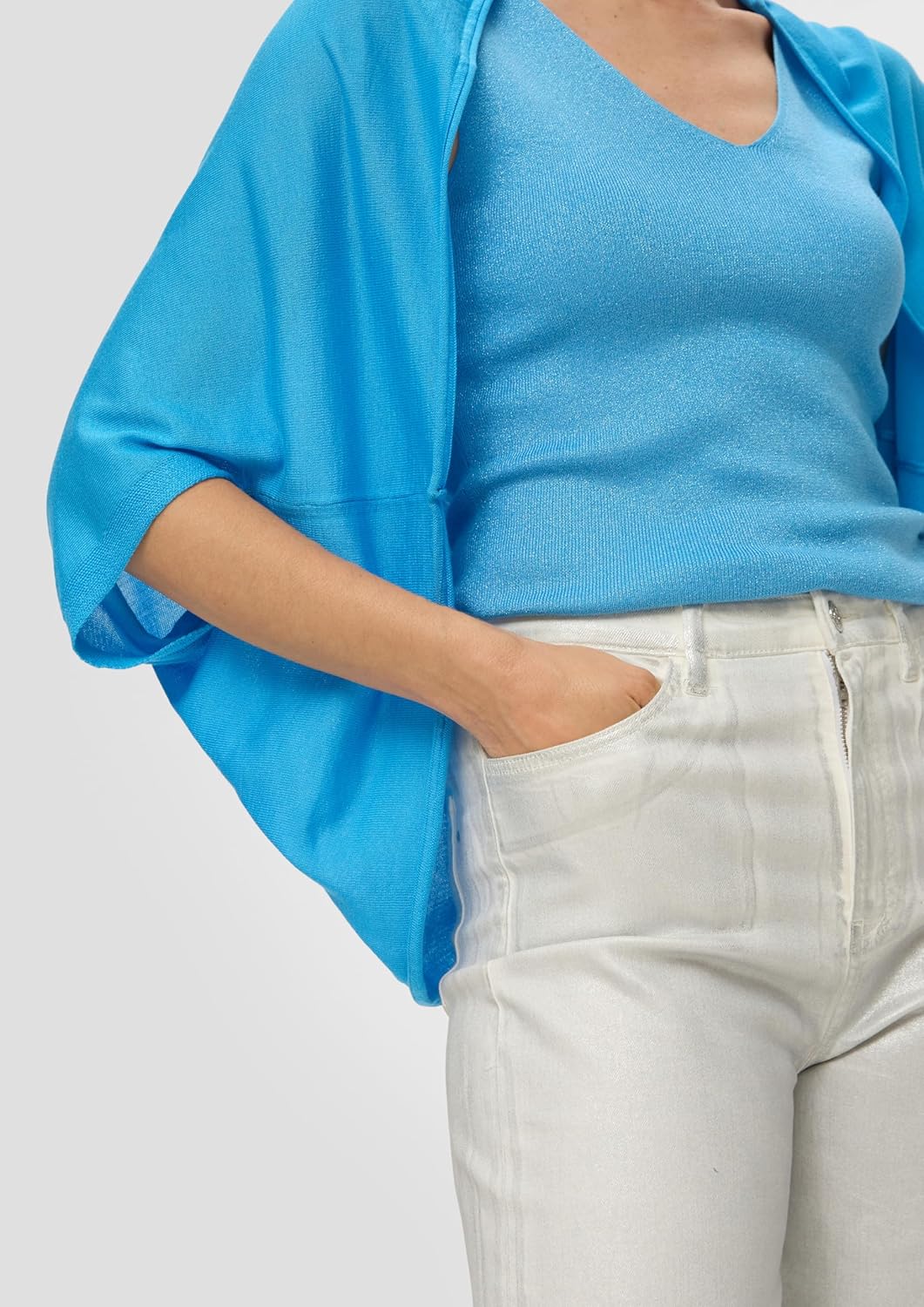 s.Oliver BLACK LABEL Damen Poncho Einheitsgrösse BLUE GREEN 6430, Einheitsgrösse BLUE GREEN 6430