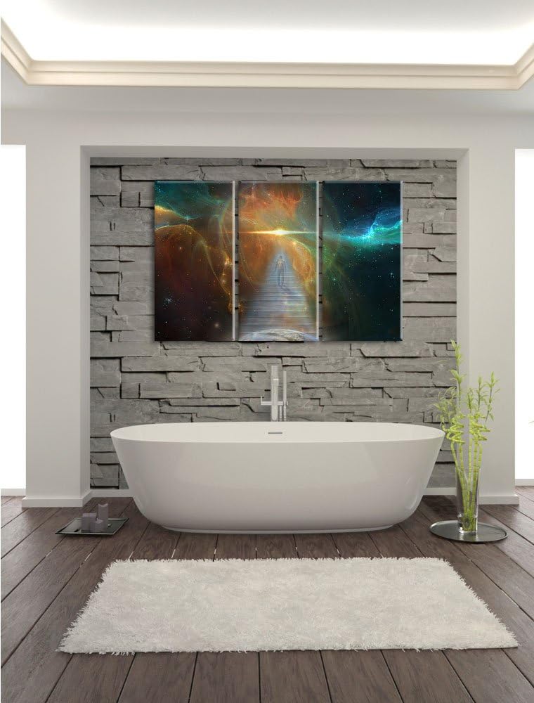 Pixxprint Kosmische Treppe in die Galaxis als Leinwandbild - Grösse: 3-Teilig (120x80cm) - Wandbild