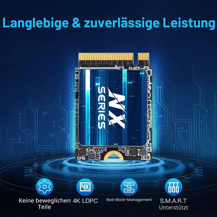 KingSpec 1TB M.2 2230 SSD, M2 NVMe SSD Gen3x4 - Lesegeschwindigkeit bis zu 3500MB/s, Interne PCIe3.0