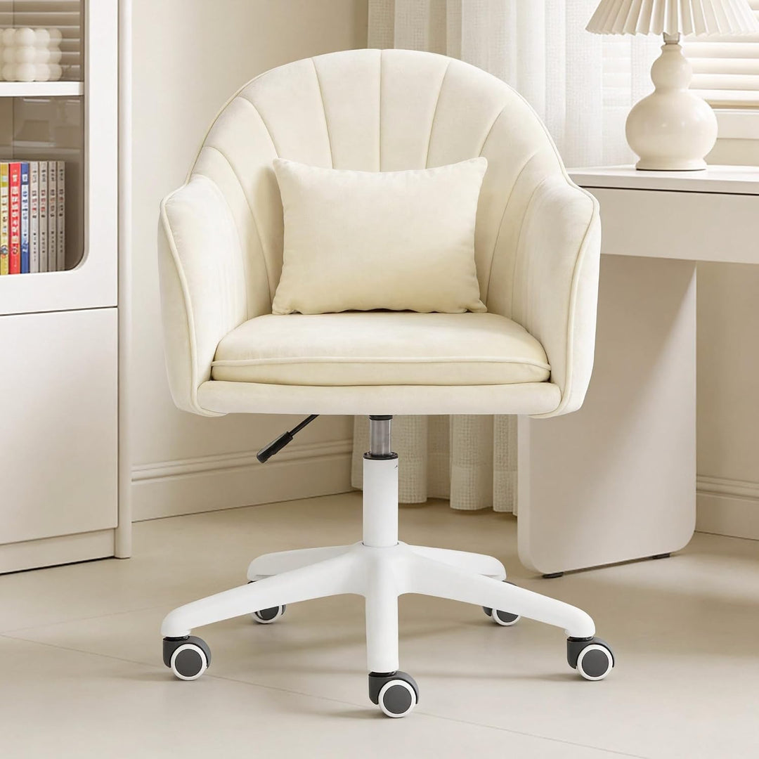 Ergonomischer Bürostuhl, 360° drehbar Höhenverstellbar, SamtStuhl mit Kopfkissen, Homeoffice Stuhl b