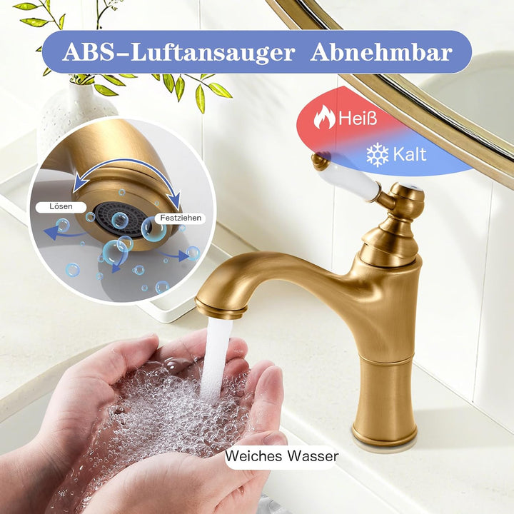 Wasserhahn Bad, Waschtischarmatur Mischbatterie Waschbecken Armaturen, Einhebel-Badezimmer mit Keram