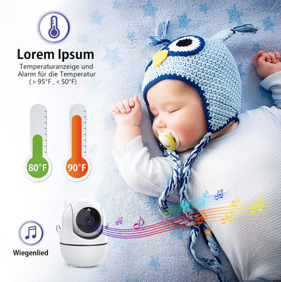 Homesuit Überwachungskamera, Kamera für Babyphone mit Nachtsicht, Zwei-Wege-Audio, 360 Grad, 720P HD