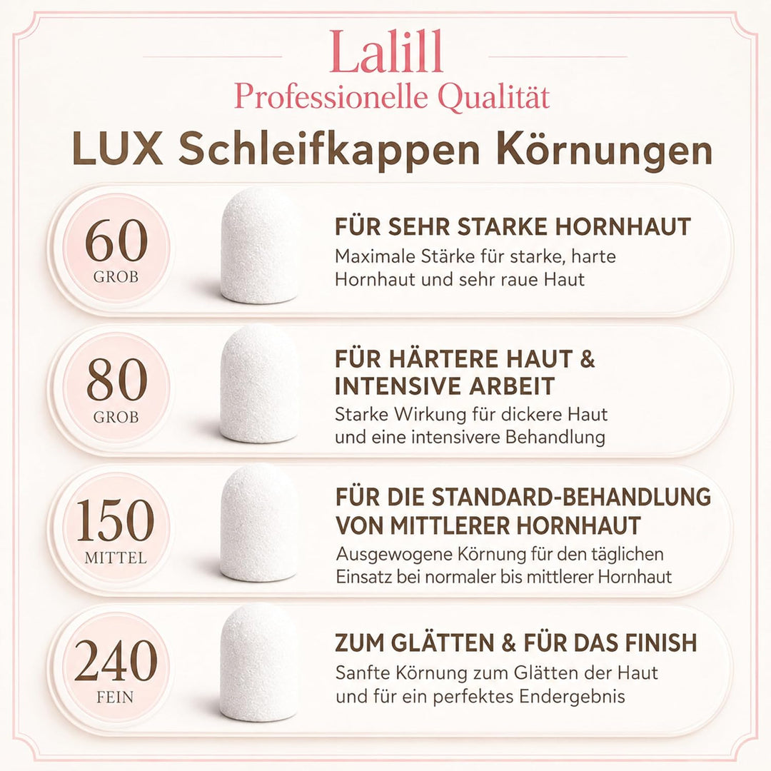 LALILL Schleifkappen LUX 50 Stück – weisse Fräskappen für Nagelfräser – Maniküre, Pediküre &amp; Podolog
