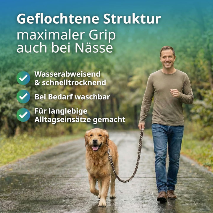 Geflochtene Hundeleine für grosse Hunde bis 60 kg | 4-Fach verstellbare Führleine | 2,80 m lang | Du