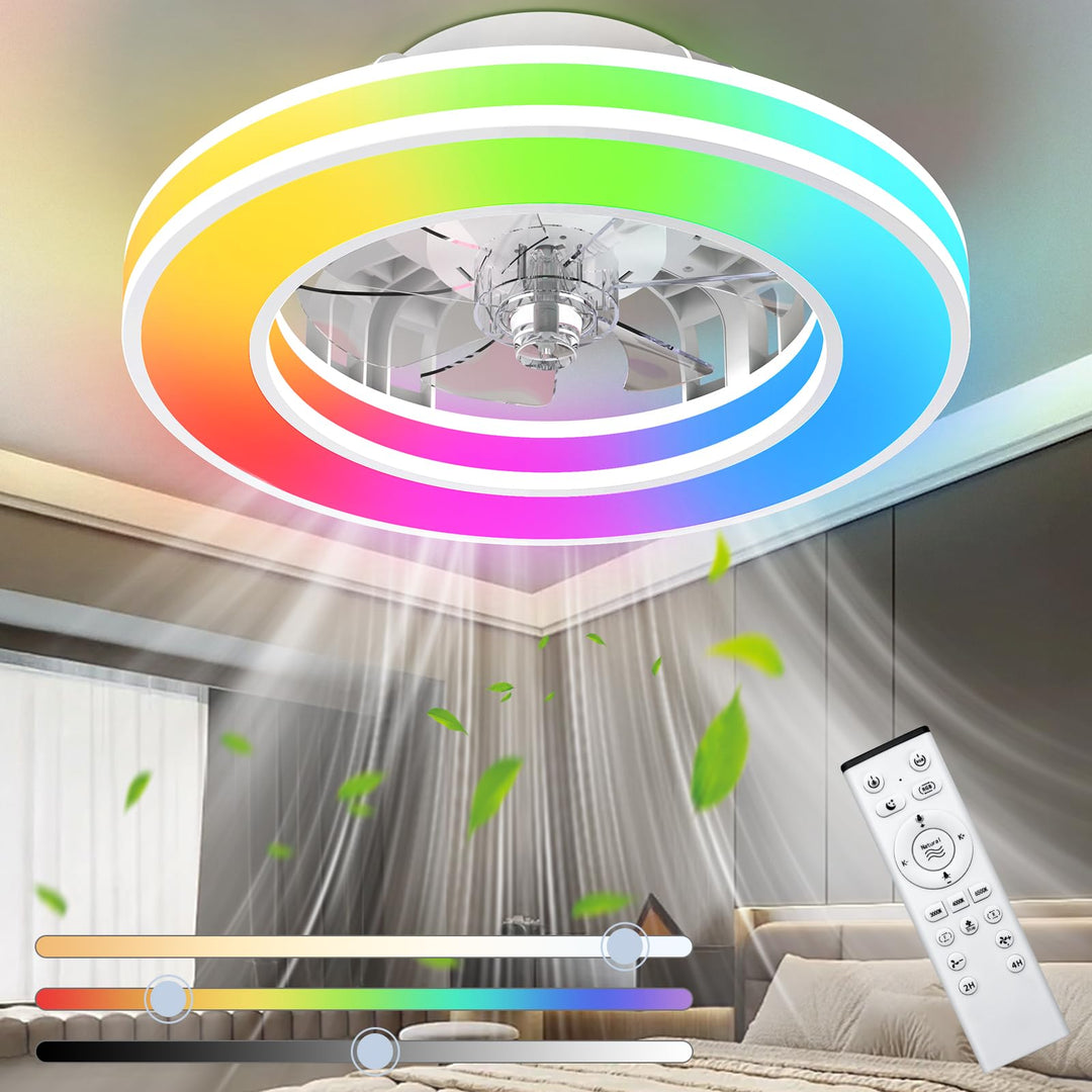 Ateroll Deckenventilator mit Beleuchtung Ø41.5CM, Deckenventilator mit Licht Dimmbar (3000K-4000K-65
