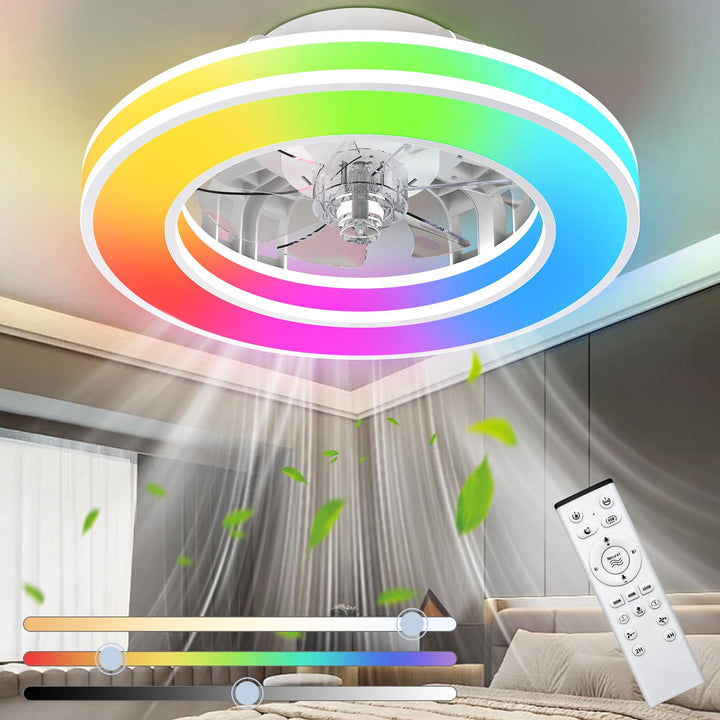Ateroll Deckenventilator mit Beleuchtung Ø41.5CM, Deckenventilator mit Licht Dimmbar (3000K-4000K-65