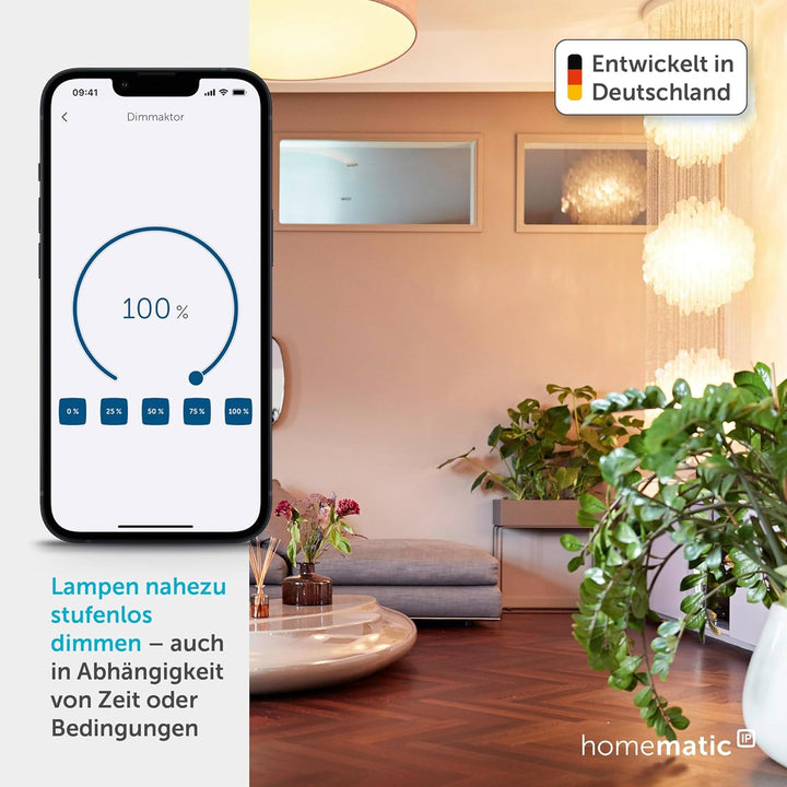 Homematic IP Smart Home Dimmaktor Unterputz – Phasenabschnitt, dimmt Leuchten per App, Alexa & Googl