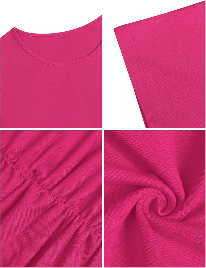 Missufe Damen Sommerkleid Freizeitkleid Bodycon Rüschenkleid Kurz Enges Kurzarm Mini T Shirt Kleider