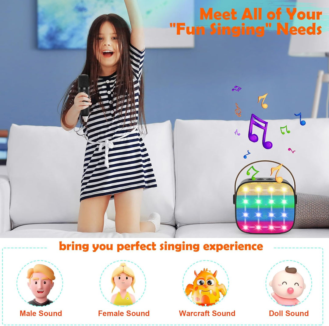 Karaoke Maschine Kinder, Mini Karaoke Maschine mit 2 Mikrofonen, Spielzeug ab 3-12 Jahre Mädchen Jun