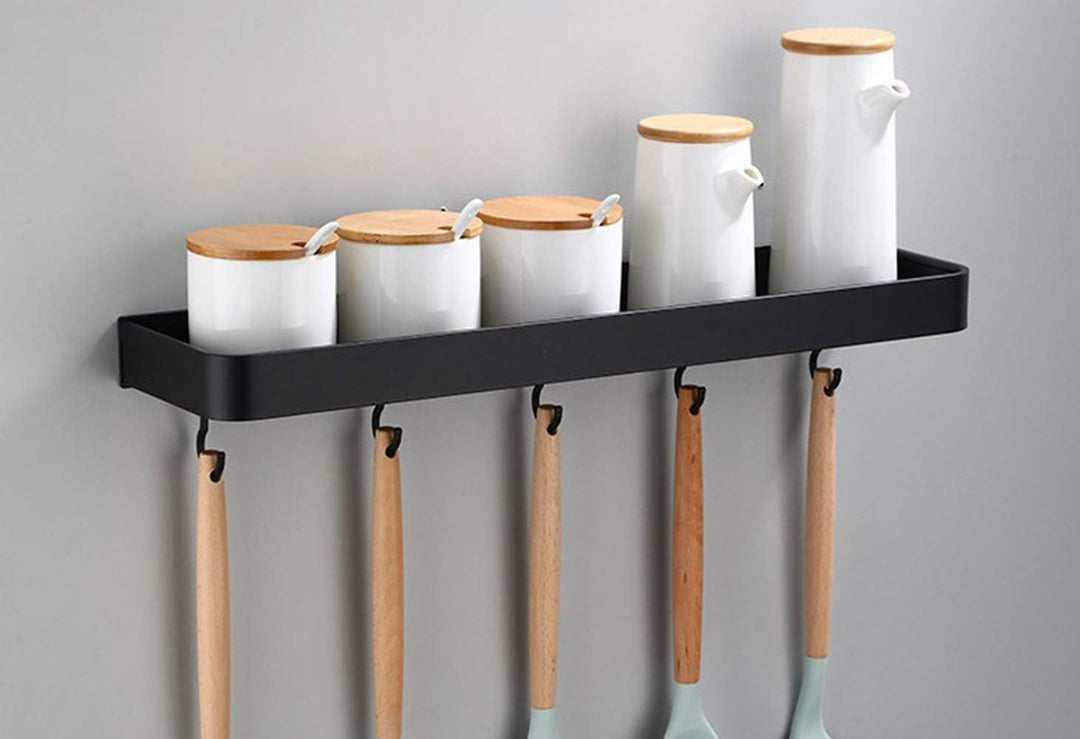 An der Wand montiert Schwimmend Metall Lagerregal,Schwarz Badezimmer Regal An der Wand montiert Bade