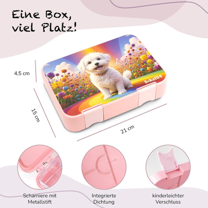 Brotdose Kinder mit Fächern - Bento Box auslaufsicher - robust - BPA Frei Lunchbox - Brotbox für Sch