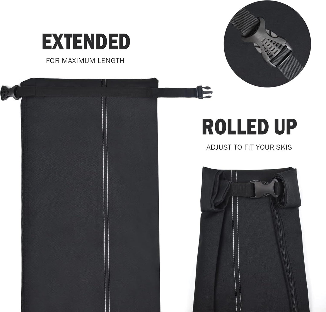 AUMTISC Skitasche Set Skisack &Skischuhtasche Längenverstellbare Bis 200 cm für 1 Paar Ski & Skischu