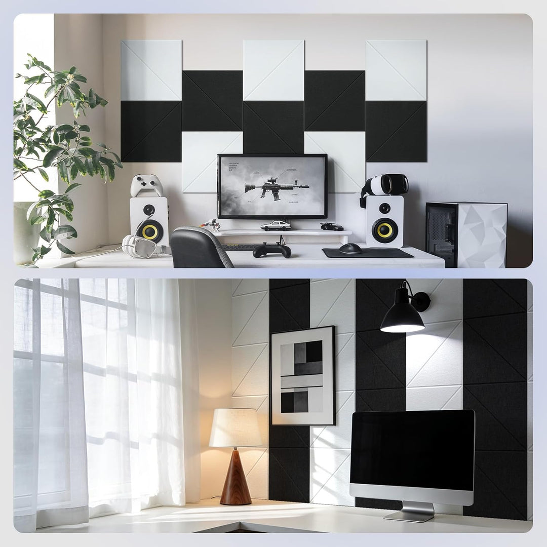 Vieshful Selbstklebende Akustikpaneele 20 Stück 30x30cm Filz Weiss | Hochdichte Schallabsorber, Akus