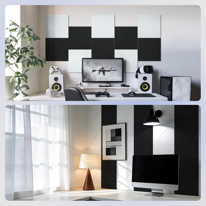 Vieshful Selbstklebende Akustikpaneele 20 Stück 30x30cm Filz Weiss | Hochdichte Schallabsorber, Akus