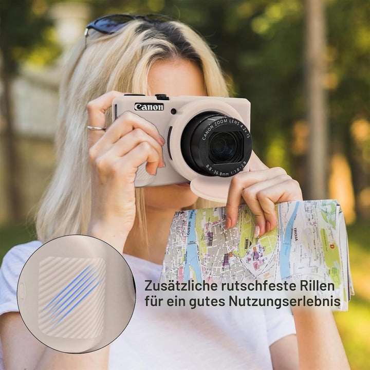 Rieibi Silikon-Schutzhülle für Canon G7X Mark III, G7X Mark III, Zubehör mit 2 Displayschutzfolien,