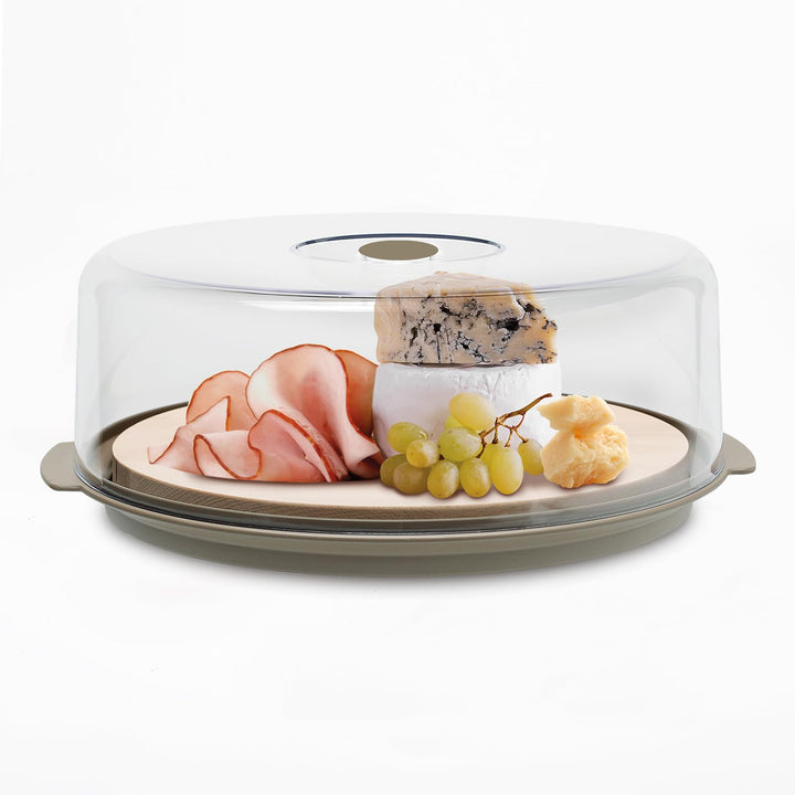 Cosmoplast 3-in-1-Käseteller/Kuchendeckel aus Holz Ideal zum Servieren auf dem Tisch oder in Buffetf