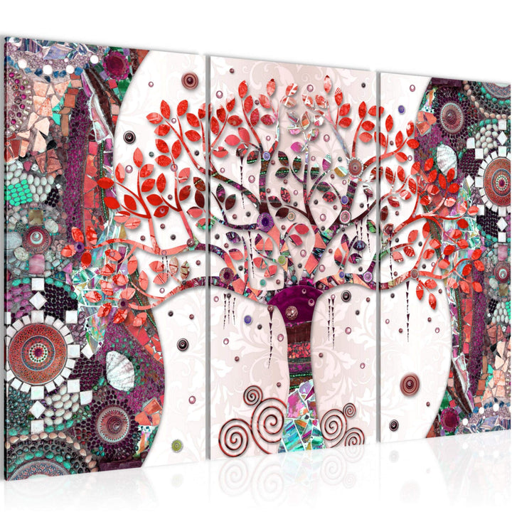 Runa Art Wandbilder Gustav Klimt Baum des Lebens Bild XXL Wohnzimmer Rosa Abstrakt Kunst 120 x 80 cm