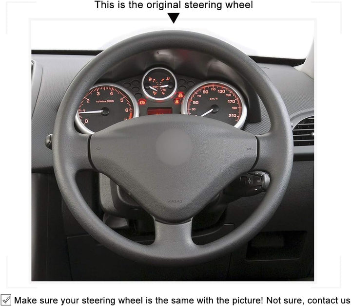 MEWANT Lenkradbezug für Peugeot 206 (206+/206 Plus) / 207/207 CC / 207 SW/Expert (Expert Tepee) / Pa