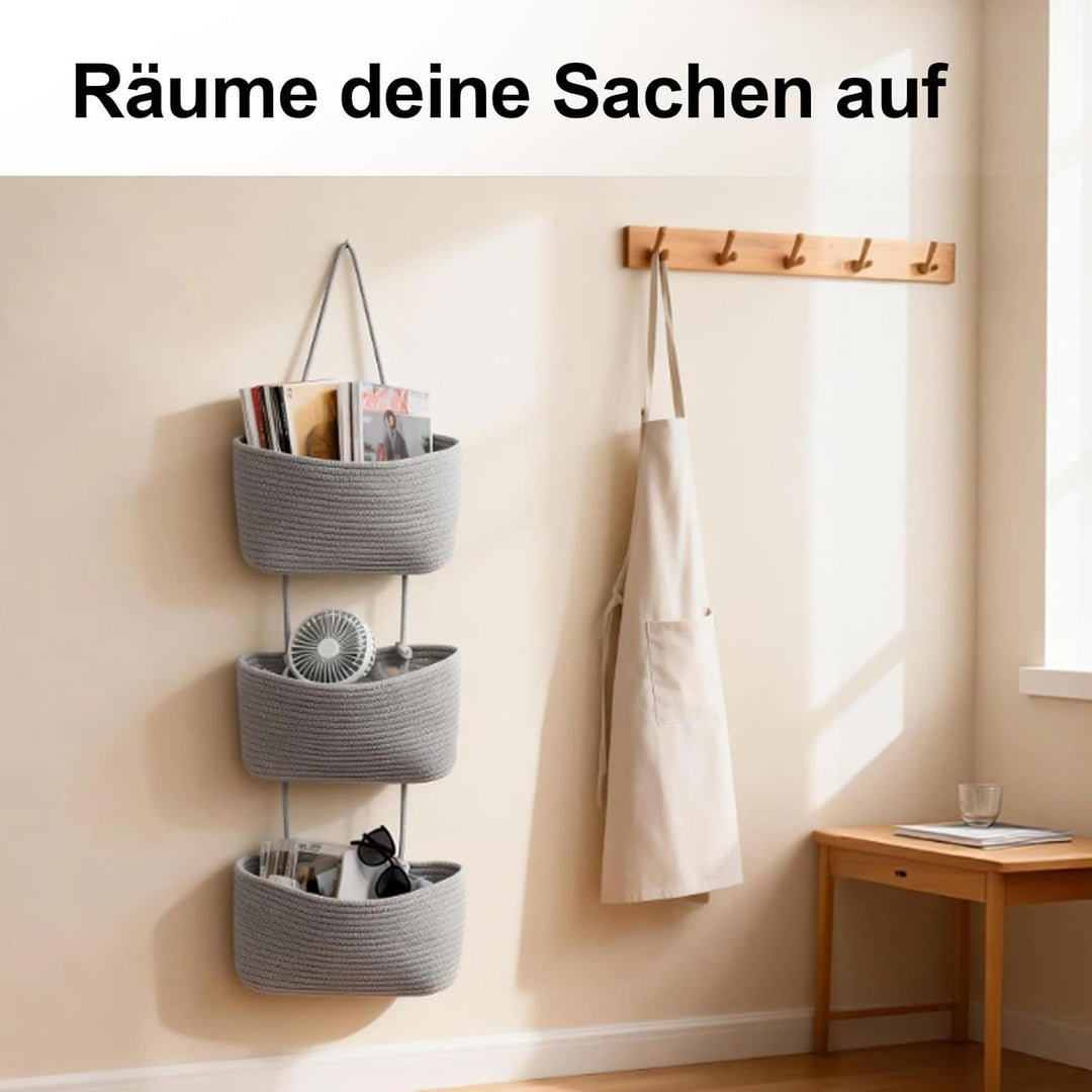 DYOUen Vielseitiger Hänge-Organizer aus gewebtem Baumwollseil für Bad, Kinderzimmer und Schlafzimmer