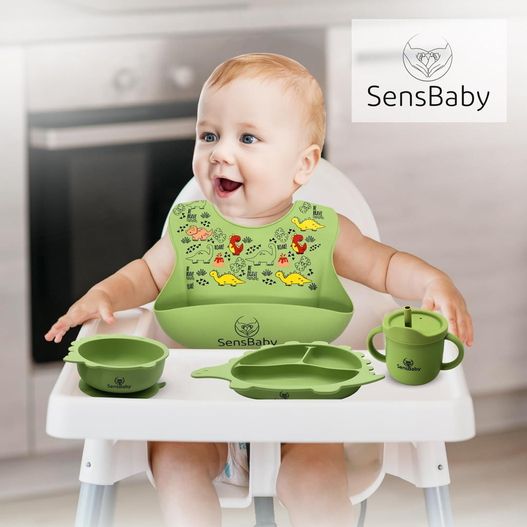 Blw Zubehör - Baby Geschirrset Mit Saugnapf, Teller Set, Lässig Geschirr Grün, Grün