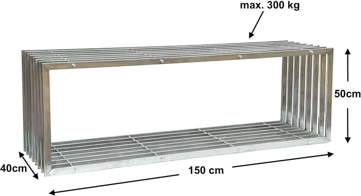 DanDiBo Kaminholzregal Innen Edelstahl Metall Kaminholzständer 96429 Brennholzregal 150 cm Holzkorb