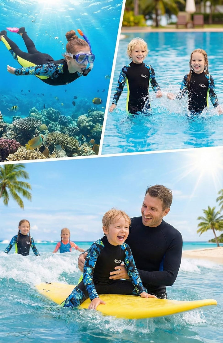 Yikayin Neoprenanzug Kinder, 2.5mm Lang Neopren Taucheranzug, Warm Neoprenanzüge Jungen Mädchen zum