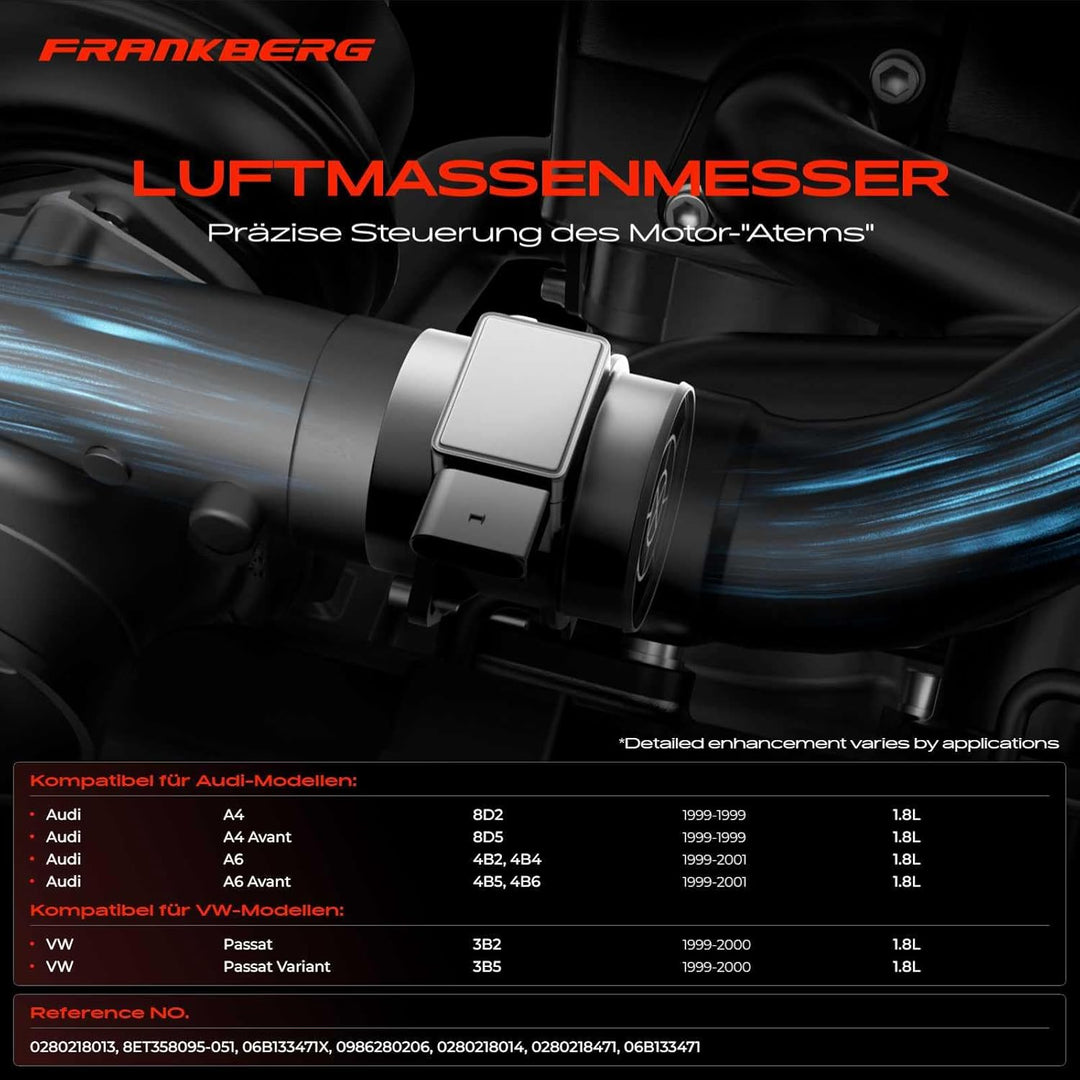 Frankberg Luftmassenmesser Kompatibel mit A4 8D2 B5 8D5 A6 4B2 4B5 C5 P-a-s-s-a-t 3B2 3B5 1.8L 1998-