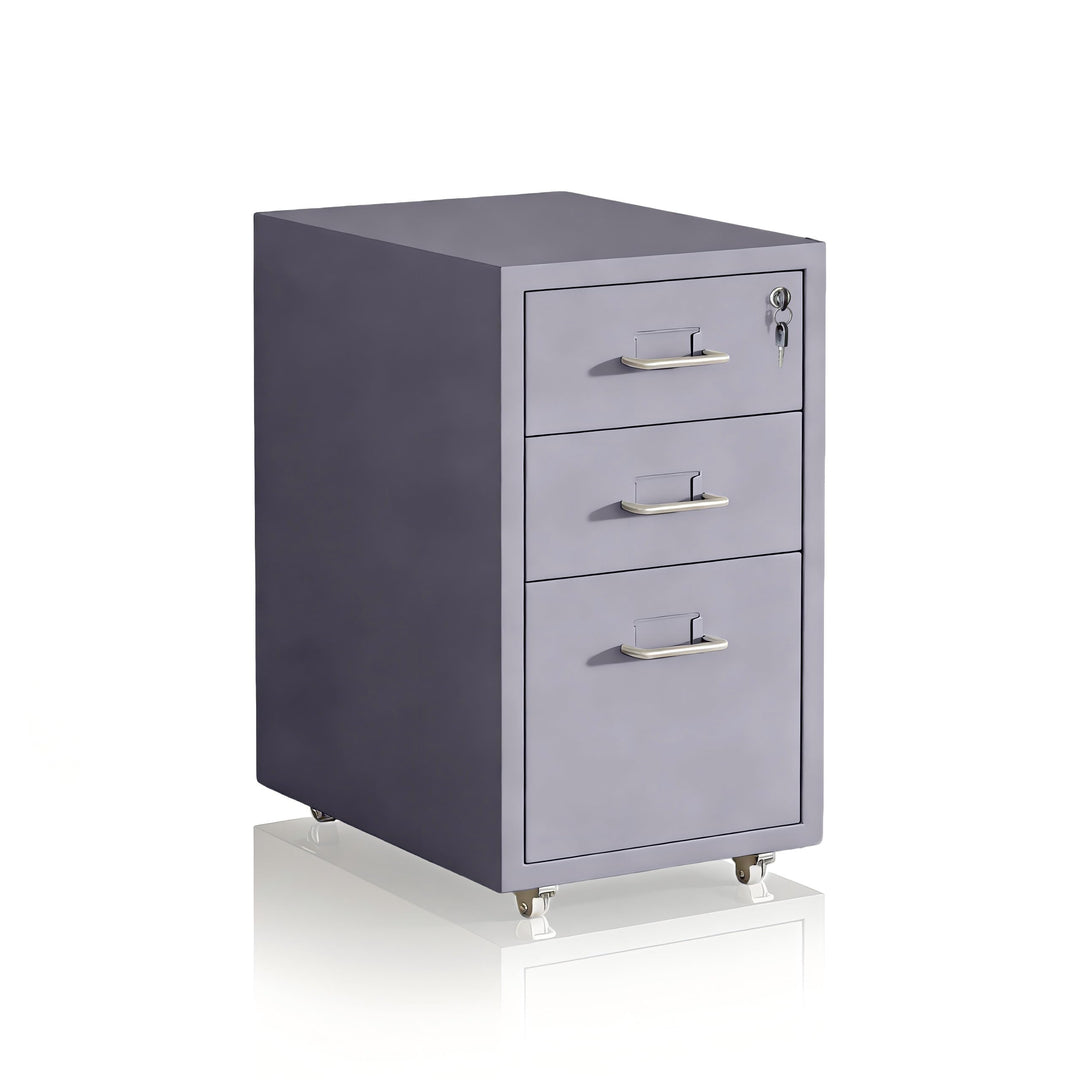 Relaxdays Rollcontainer, 3 Schubladen, HxBxT: 45,5 x 28 x 41 cm, abschliessbar, Aktenschrank auf Rol