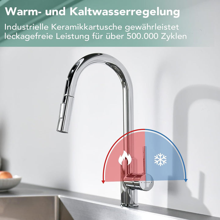 Wasserhahn Küche Küchenarmatur mit ausziehbarer Brause Spültischarmatur, ausziehbarer Wasserhahn, 36