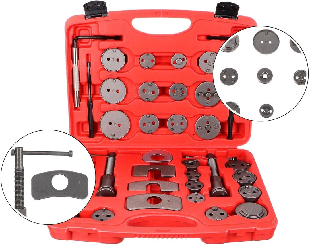 SIXTOL Brake Set 35 Bremskolbenrücksteller Set | 35tlg | Kunststoffkoffer | Rückstellwerkzeug zum de
